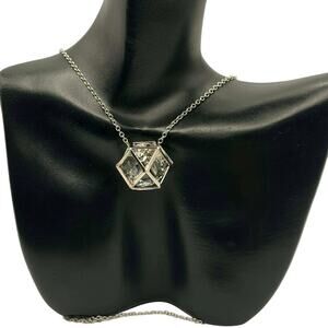 Silver Crystal Hexagon Time N True Necklace